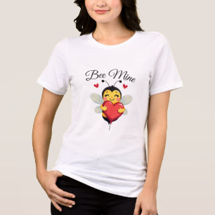 Schattig Bee Holding Heart Valentijnsdag T-shirt