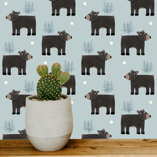 Schattig Beer blauw Behang