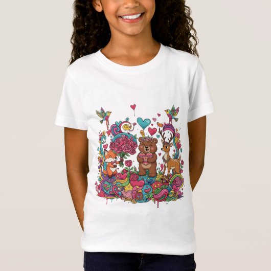 Schattig Beer Bloementuin T-Shirt (Voorkant)