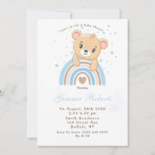 Schattig Beer Boho Rainbow Boy Baby shower Kaart (Voorkant)