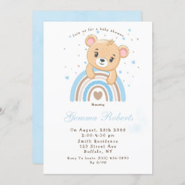 Schattig Beer Boho Rainbow Boy Baby shower Kaart