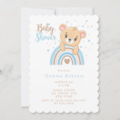 Schattig Beer Boho Rainbow Boy Baby shower Kaart (Voorkant)