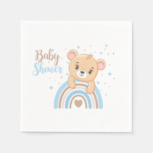 Schattig Beer Boho Rainbow Boy Baby shower Servet (Voorkant)