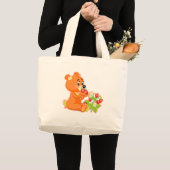schattig beer dat aardbeien eet grote tote bag (Voorkant (product))
