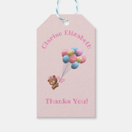 Schattig Beer en ballonnen Baby shower Dank u Cadeaulabel