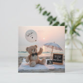 Schattig beer en Beachside zwangerschapsaankondigi Kaart (Staand voorkant)