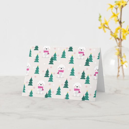 Schattig Beer en kerstboom Kaart (Gele Bloem)