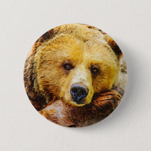 Schattig Beer Face Woodland Animal Ronde Button 5,7 Cm