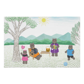 schattig beer familie perfect poster