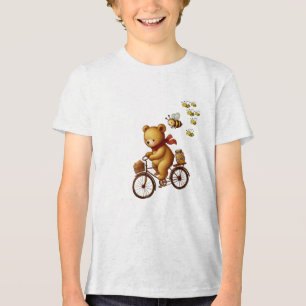 Schattig Beer fietsen met bijen en honing Tri-Blend Shirt