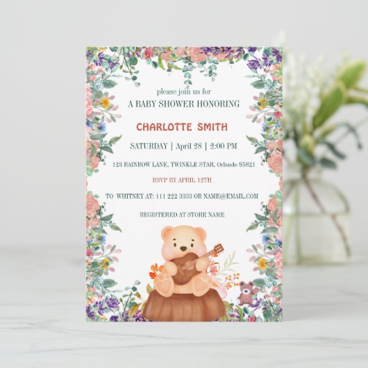  schattig Beer gitaargradiënt flora water Kaart (Staand voorkant)