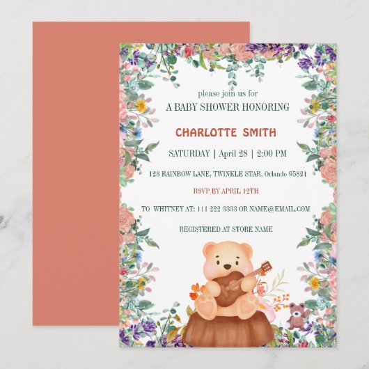  schattig Beer gitaargradiënt flora water Kaart (Voorkant / Achterkant)