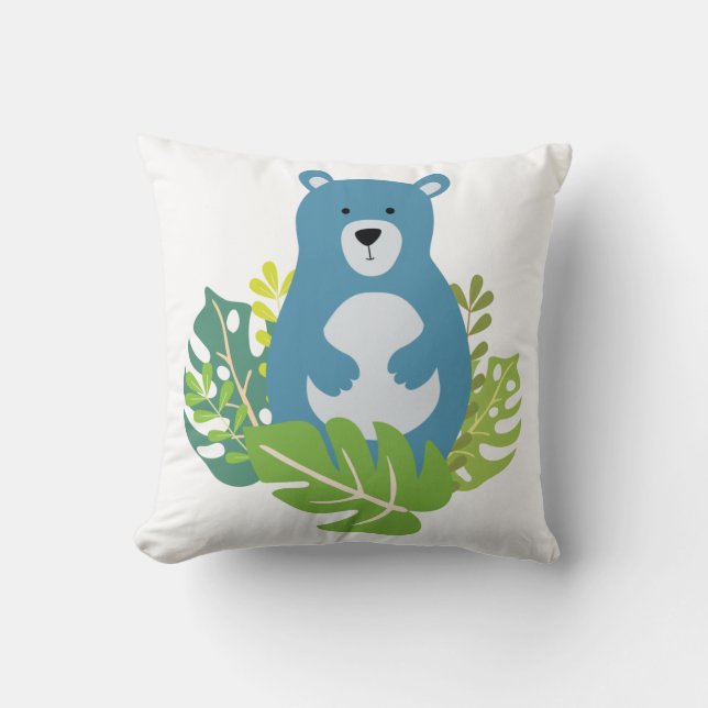 schattig beer in het bos kussen (Voorkant)