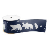 Schattig Beer kerstblauw Satijnen Lint (Spoel)