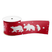 Schattig Beer kerstrood Satijnen Lint (Spoel)