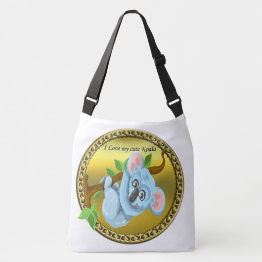 Schattig beer koala hangen aan een boomtak crossbody tas (Voorkant)
