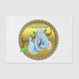 Schattig beer koala hangen aan een boomtak tissuepapier