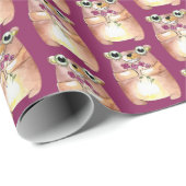 schattig beer met bloemboekje cadeaupapier (Rol Hoek)