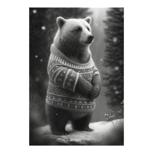 Schattig Beer met een Cozy Sweater Foto Afdruk (Voorkant)