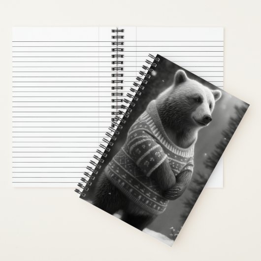 Schattig Beer met een Cozy Sweater Notitieboek (Binnen)