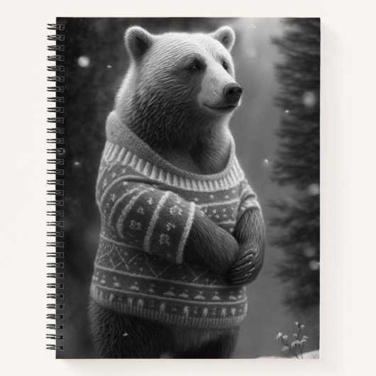 Schattig Beer met een Cozy Sweater Notitieboek (Voorkant)