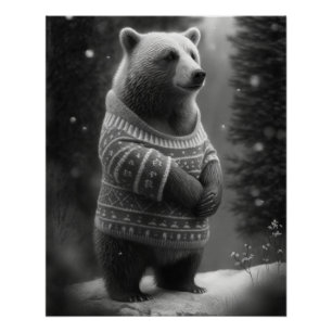 Schattig Beer met een Cozy Sweater Perfect Poster