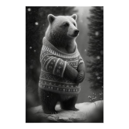 Schattig Beer met een Cozy Sweater Perfect Poster (Voorkant)