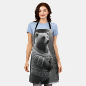 Schattig Beer met een Cozy Sweater Schort (Gedragen)