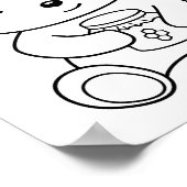 Schattig Beer met een honingpot kleurplaat Poster (Hoek)