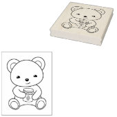 Schattig Beer met een honingpot kleurplaat Rubberstempel (Gestempeld)