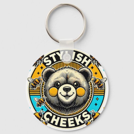 Schattig Beer met gele wangen Sleutelhanger (Achterkant)