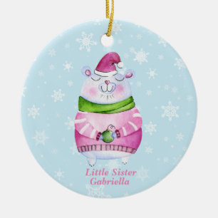 Schattig Beer met kerstpoot Kleine zuster Keramisch Ornament