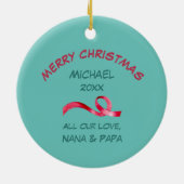 Schattig Beer met kleinkind Kerstmis Keramisch Ornament (Achterkant)