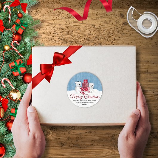 Schattig Beer met rode kerst Ronde Sticker