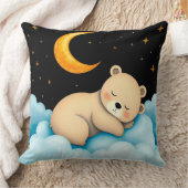 Schattig Beer op bewolking onder maanlicht Kussen (Deken)