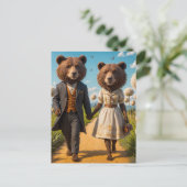 Schattig Beer Paar op een wandeling in het park Briefkaart (Staand voorkant)