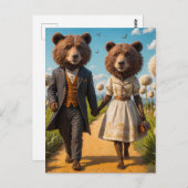 Schattig Beer Paar op een wandeling in het park Briefkaart (Voorkant / Achterkant)