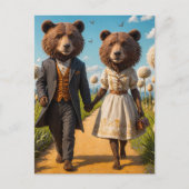 Schattig Beer Paar op een wandeling in het park Briefkaart (Voorkant)
