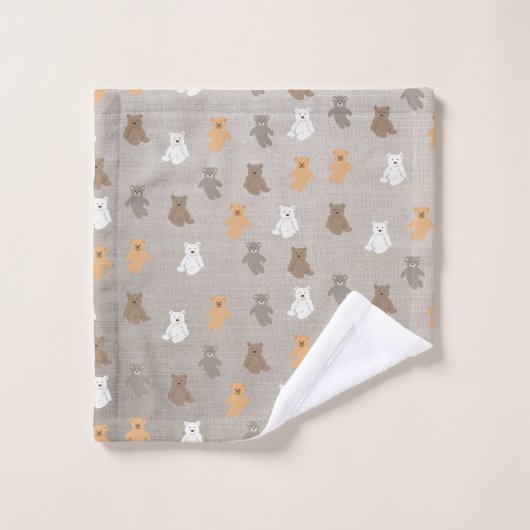 Schattig Beer Patroon Initiaal Monogram Bad Handdoek (Wasdoekje)