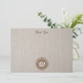 Schattig Beer Patroon Initiaal Monogram Bedankkaart (Staand voorkant)