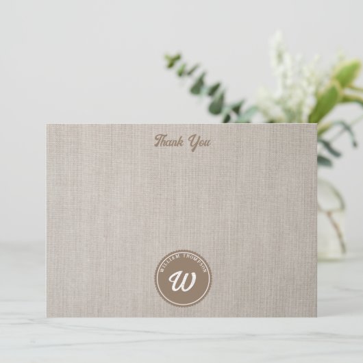 Schattig Beer Patroon Initiaal Monogram Bedankkaart (Staand voorkant)