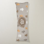 Schattig Beer Patroon Initiaal Monogram Lichaamskussen (Voorkant Verticaal)