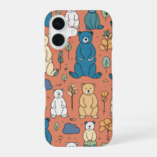 Schattig Beer Patroon Telefoonhoesontwerp iPhone 16 Hoesje