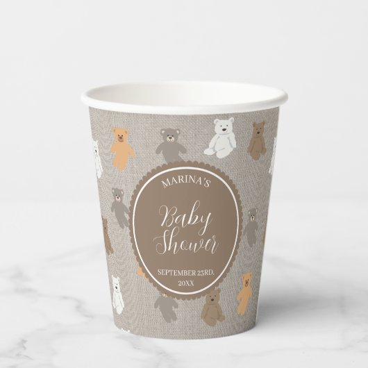 Schattig Beer Pattern Baby shower Papieren Bekers (Achterkant)