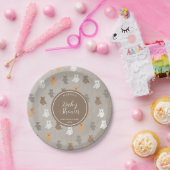 Schattig Beer Pattern Baby shower Papieren Bordje (Feest)