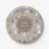 Schattig Beer Pattern Baby shower Papieren Bordje (Voorkant)
