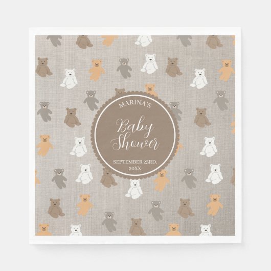 Schattig Beer Pattern Baby shower Servet (Voorkant)