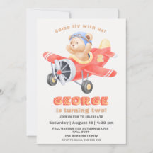 Schattig Beer Piloot Vliegtuig verjaardagsjongen