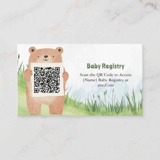 Schattig Beer QR Code Registry Kaart (Voorkant)