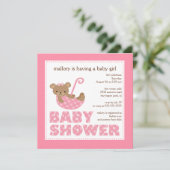 Schattig Beer Uitnodiging Baby shower (Staand voorkant)